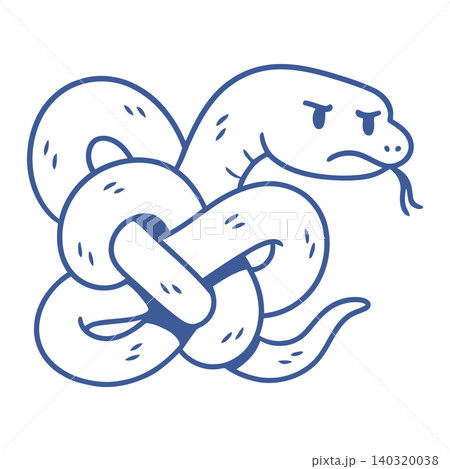 Angry snake line art illustration for sticker or tattoo design 140320038