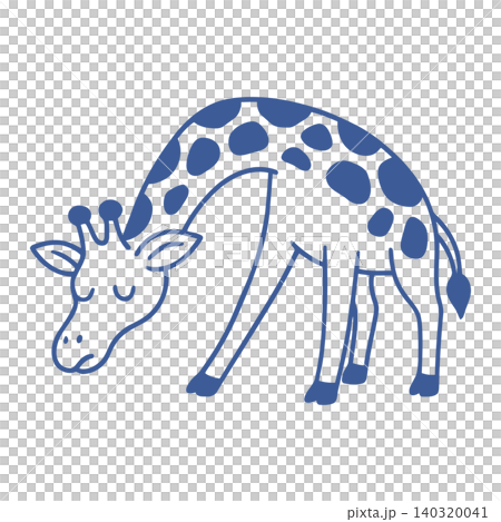 Sleeping giraffe in blue line art style for animal illustration and educational material Sleeping giraffe in blue line art style for animal illustration and educational material 140320041