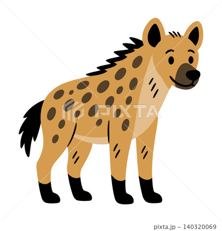 Spotted hyena cartoon illustration in modern flat vector style for wildlife education Spotted hyena cartoon illustration in modern flat vector style for wildlife education 140320069