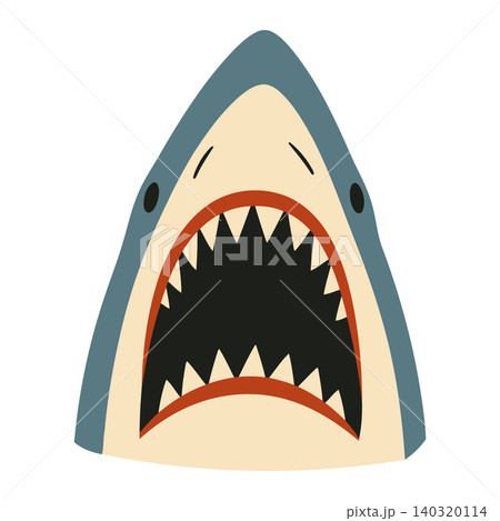 Shark head cartoon illustration in modern flat style for sticker or mascot design Shark head cartoon illustration in modern flat style for sticker or mascot design 140320114