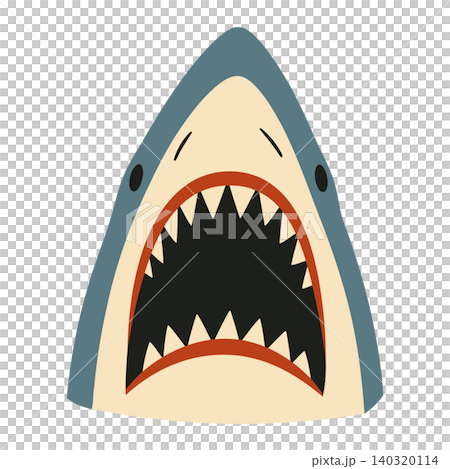 Shark head cartoon illustration in modern flat style for sticker or mascot design Shark head cartoon illustration in modern flat style for sticker or mascot design 140320114