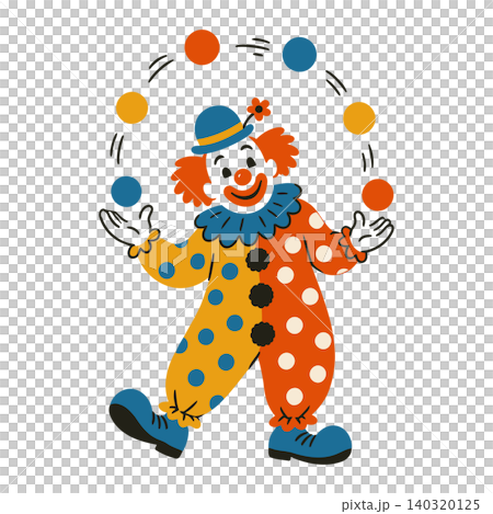 Juggling clown in colorful cartoon vector style for children's entertainment and greeting cards Juggling clown in colorful cartoon vector style for children's entertainment and greeting cards 140320125