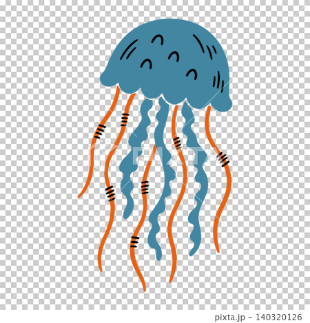 Jellyfish cartoon illustration in doodle style for kids educational materials 140320126