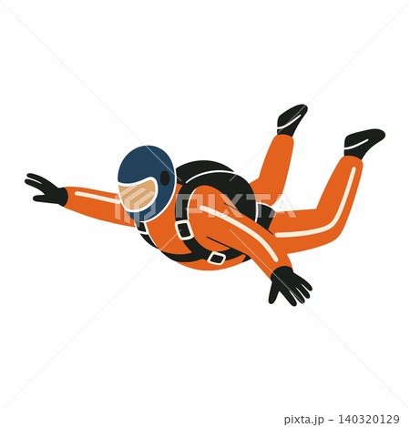 Skydiver in orange jumpsuit flat vector illustration for adventure and sports editorial Skydiver in orange jumpsuit flat vector illustration for adventure and sports editorial 140320129