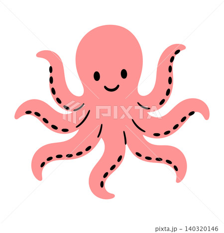 Smiling octopus cartoon character in flat vector style for kids illustration and sticker Smiling octopus cartoon character in flat vector style for kids illustration and sticker 140320146