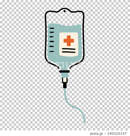 IV bag with red cross medical illustration in flat vector style for healthcare and medical design IV bag with red cross medical illustration in flat vector style for healthcare and medical design 140320147