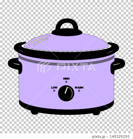Purple slow cooker in modern flat vector style for kitchen appliance branding Purple slow cooker in modern flat vector style for kitchen appliance branding 140320291