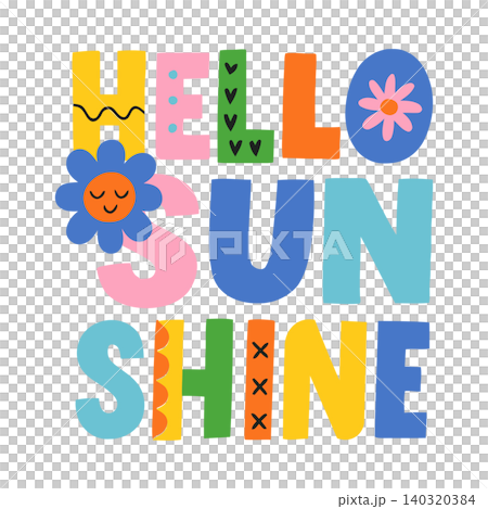 Hello Sunshine Flat Vector Illustration for Greeting Cards and Posters Hello Sunshine Flat Vector Illustration for Greeting Cards and Posters 140320384