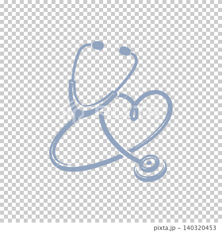 Stethoscope heart line art in minimalist blue for medical branding Stethoscope heart line art in minimalist blue for medical branding 140320453