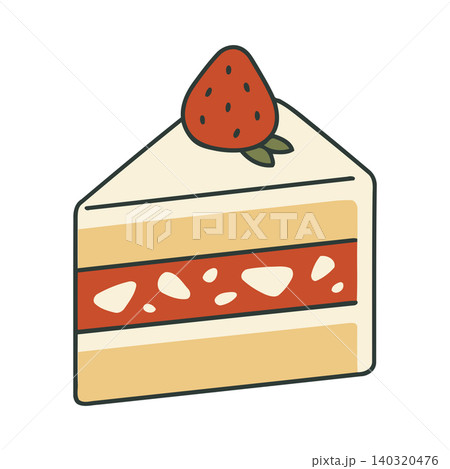 Strawberry shortcake slice in cartoon flat vector style for food illustration and dessert menu Strawberry shortcake slice in cartoon flat vector style for food illustration and dessert menu 140320476