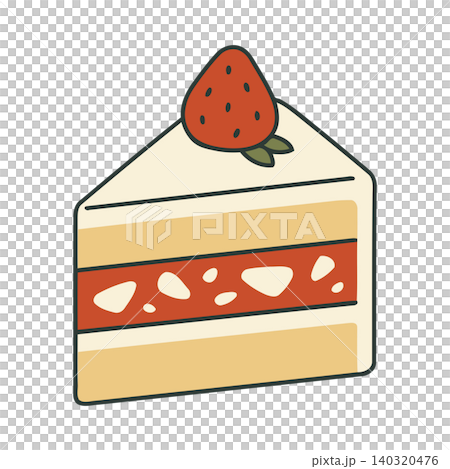 Strawberry shortcake slice in cartoon flat vector style for food illustration and dessert menu Strawberry shortcake slice in cartoon flat vector style for food illustration and dessert menu 140320476