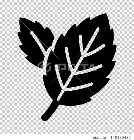 Black leaf illustration in flat vector style for nature and botanical designs 140320486
