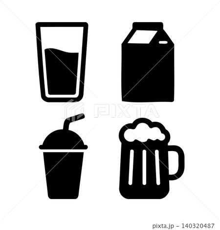 Drink icons in flat black vector style for food and beverage branding Drink icons in flat black vector style for food and beverage branding 140320487