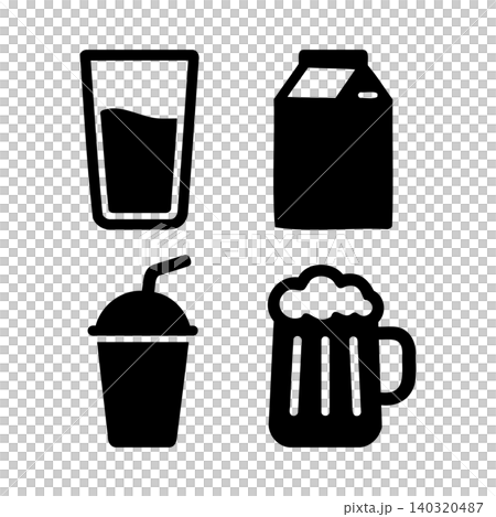 Drink icons in flat black vector style for food and beverage branding Drink icons in flat black vector style for food and beverage branding 140320487