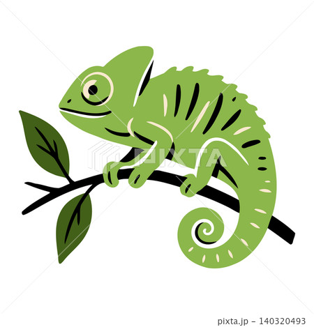 Green chameleon mascot in flat vector style for nature and wildlife illustration Green chameleon mascot in flat vector style for nature and wildlife illustration 140320493