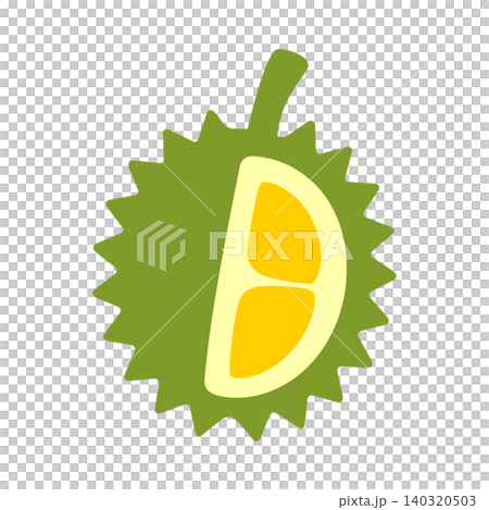 Durian fruit illustration in flat vector style for food branding and packaging 140320503