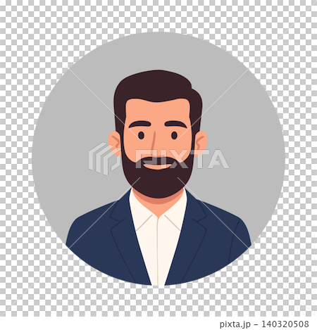 Smiling businessman with beard in flat vector style for corporate branding Smiling businessman with beard in flat vector style for corporate branding 140320508