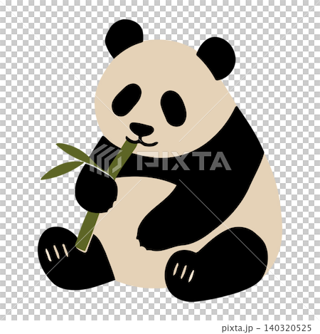 Panda bear eating bamboo in minimalist flat vector style for wildlife illustration and educational 140320525