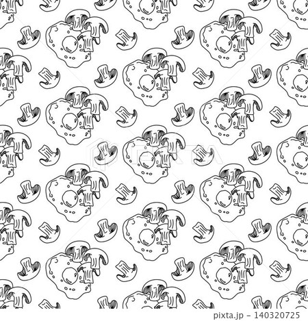 Scrambled eggs with mushrooms in doodle style. Seamless pattern. Scrambled eggs with mushrooms in doodle style. Seamless pattern. 140320725