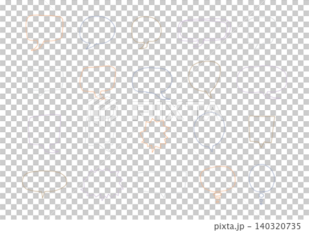 丸や四角形、ギザギザなどの形をしたシンプルな手描きの吹き出しセット(ナチュラルカラー) 丸や四角形、ギザギザなどの形をしたシンプルな手描きの吹き出しセット(ナチュラルカラー) 140320735