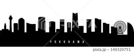 Vector silhouette illustration of Yokohama urban skyline. Vector silhouette illustration of Yokohama urban skyline. 140320751