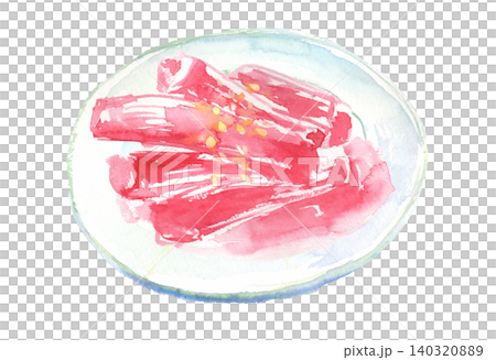 一幅紅色芋頭莖的水彩插圖。 140320889