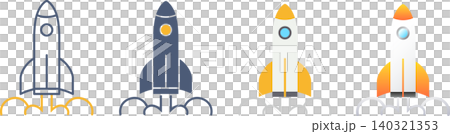 まっすぐ上に上がる打ち上げられたロケットの素材セット まっすぐ上に上がる打ち上げられたロケットの素材セット 140321353