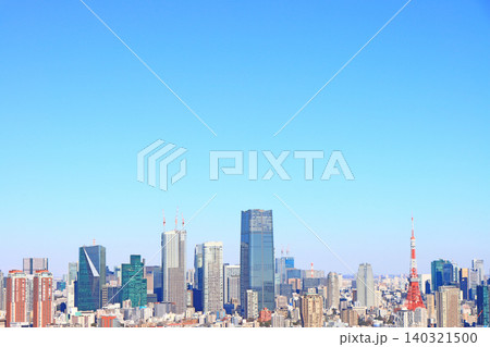 東京都港区、東京の町並みと東京タワーの風景 東京都港区、東京の町並みと東京タワーの風景 140321500