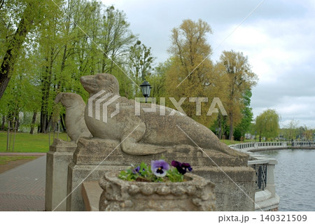 The sculpture group Marine Animals on the embankment of the Upper Pond in Kaliningrad 140321509
