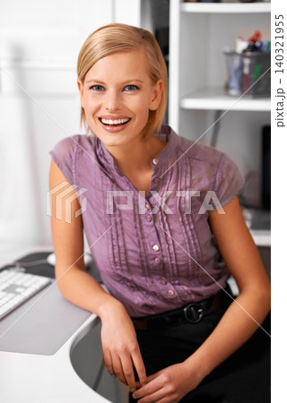 Computer, happy and portrait of woman in office typing for online email for corporate appointment. Smile, technology and young female receptionist working on project with desktop by desk in workplace Computer, happy and portrait of woman in office typing for online email for corporate appointment. Smile, technology and young female receptionist working on project with desktop by desk in workplace 140321955