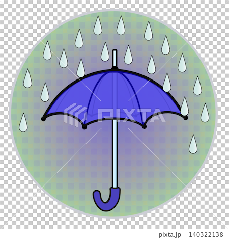 Illustration of rain and umbrellas with a circular background Illustration of rain and umbrellas with a circular background 140322138
