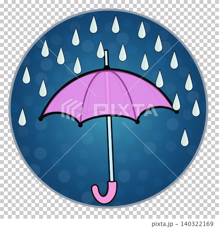 Illustration of rain and umbrellas with a circular background Illustration of rain and umbrellas with a circular background 140322169