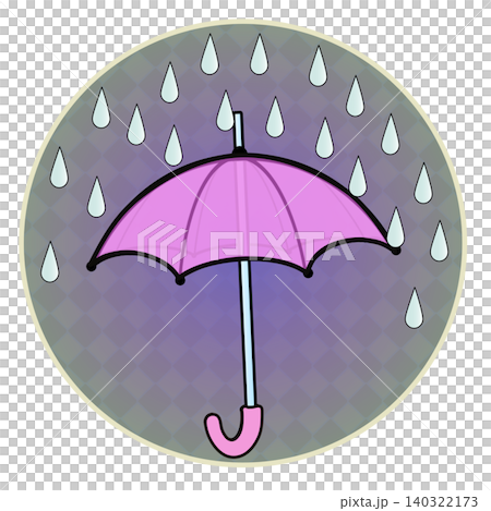 Illustration of rain and umbrellas with a circular background Illustration of rain and umbrellas with a circular background 140322173