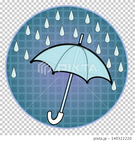 円形背景のついた雨と雨傘のイラスト 円形背景のついた雨と雨傘のイラスト 140322220