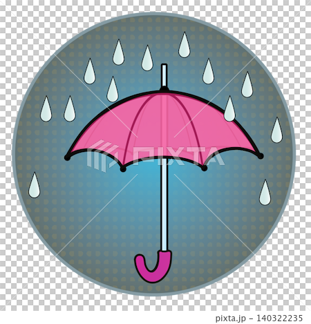圓形背景的雨傘和雨傘插圖 140322235