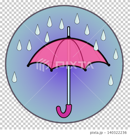 圓形背景的雨傘和雨傘插圖 140322236