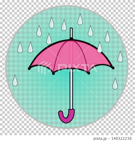 Illustration of rain and umbrellas with a circular background Illustration of rain and umbrellas with a circular background 140322238