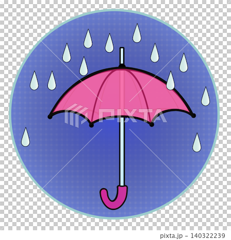 Illustration of rain and umbrellas with a circular background Illustration of rain and umbrellas with a circular background 140322239