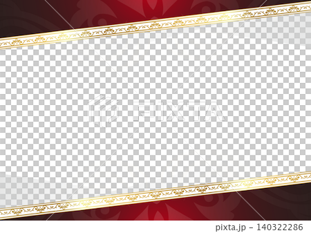 赤と金の斜めアラベスク唐草オーナメントの高級感ある白い装飾フレーム背景 140322286