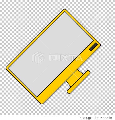 Yellow desktop monitor icon illustration, simple flat design, thick lines, transparent background. Yellow desktop monitor icon illustration, simple flat design, thick lines, transparent background. 140322816