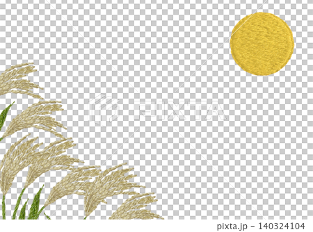 [Pampas Grass and Moon Horizontal Frame] Hand Embroidery Illustration Material 140324104