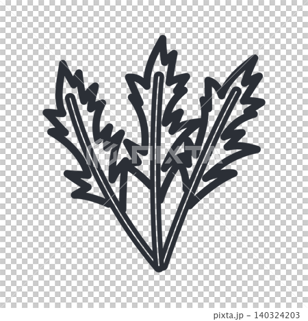 Mizuna line drawing illustration: Simple hand-drawn style leafy vegetable material. Mizuna line drawing illustration: Simple hand-drawn style leafy vegetable material. 140324203