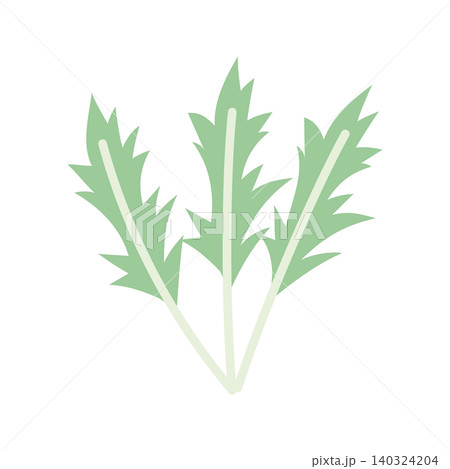 水菜のカラーイラスト シンプルな葉野菜素材 140324204