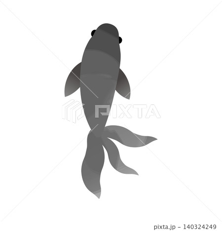 シンプルな水彩風の黒い金魚のイラスト02 シンプルな水彩風の黒い金魚のイラスト02 140324249