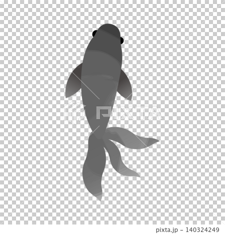 シンプルな水彩風の黒い金魚のイラスト02 シンプルな水彩風の黒い金魚のイラスト02 140324249