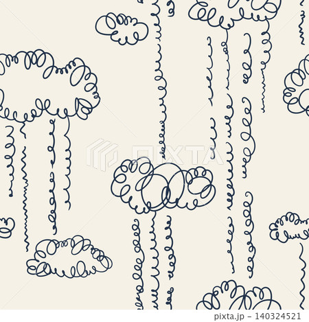 Decorative Cloud Seamless Pattern with Curly Wind Motifs Decorative Cloud Seamless Pattern with Curly Wind Motifs 140324521