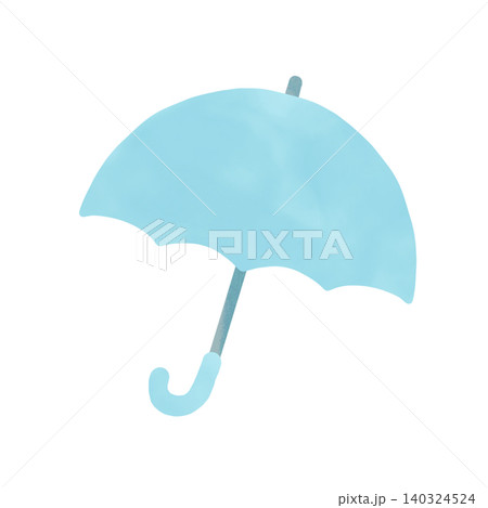 やさしい手描きの水彩風の雨傘イラスト 水色 やさしい手描きの水彩風の雨傘イラスト 水色 140324524