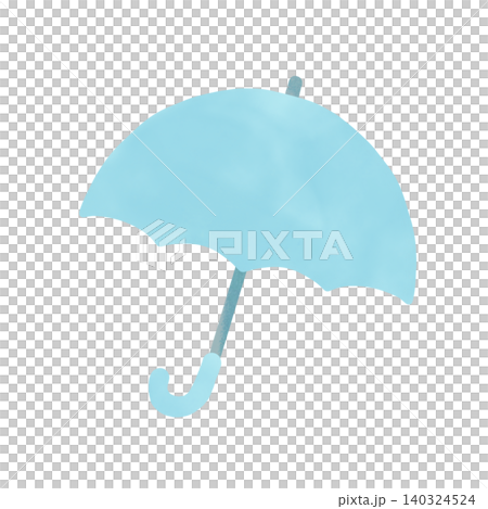 やさしい手描きの水彩風の雨傘イラスト 水色 やさしい手描きの水彩風の雨傘イラスト 水色 140324524