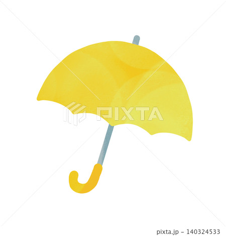 やさしい手描きの水彩風の雨傘イラスト 黄色 140324533