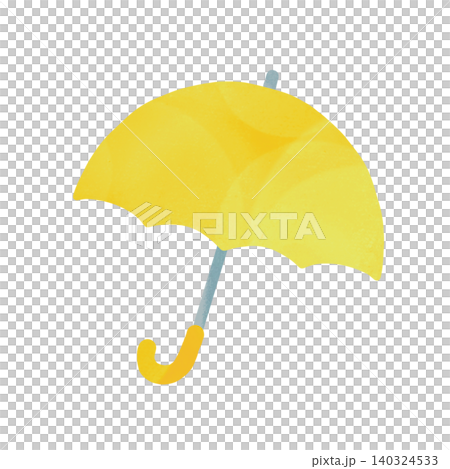 やさしい手描きの水彩風の雨傘イラスト 黄色 140324533
